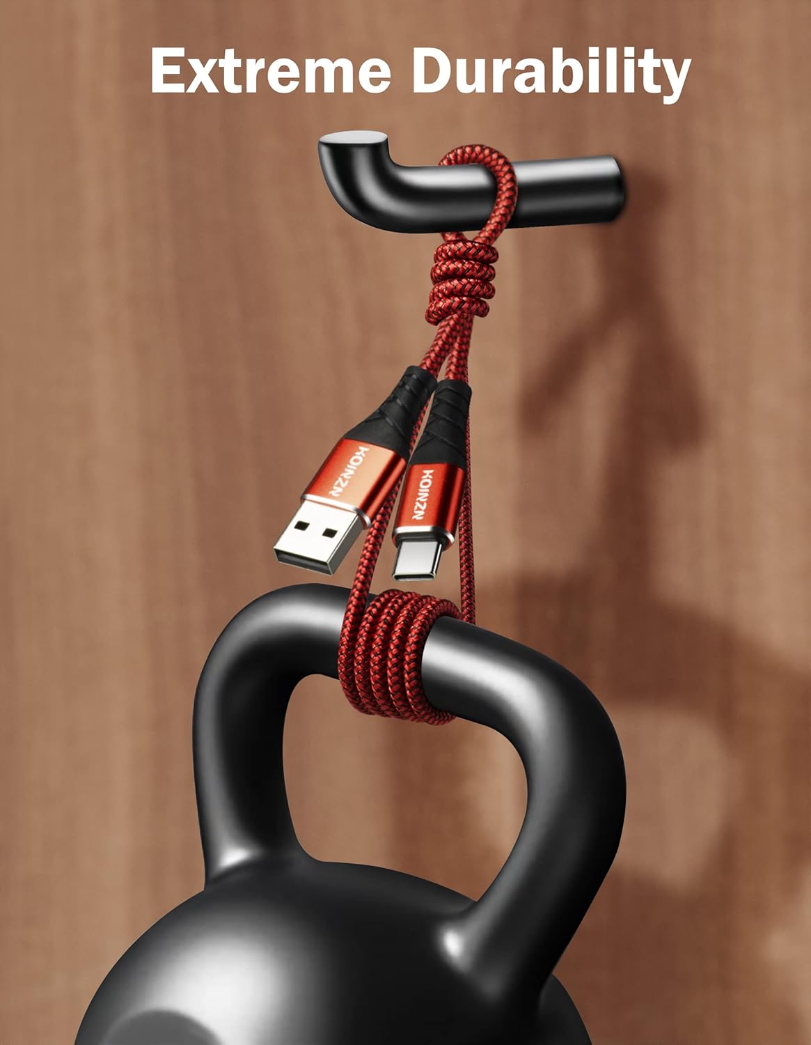 Durable Braided USB C Cable [2-Pack, 3FT] - 3A Fast Charging for Samsung Galaxy A20 A50 A51 A71, S20 S10 S9 S8 Plus, Red