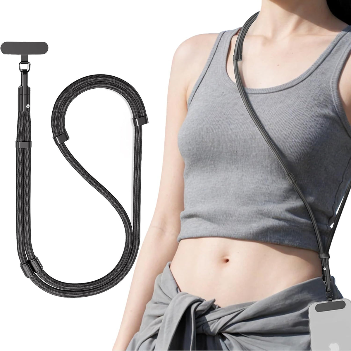 SURDOCA 3-In-1 Phone Lanyard with Tether Tab & Loop Strap, Adjustable Anti Theft Phone Strap for Crossbody, Neck, Wrist - Universal for Camera, Earphone, USB Drives, ID Badges