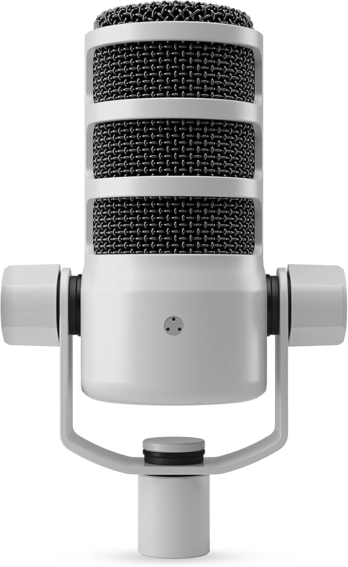 Rode PodMic USB Dynamic Broadcast Microphone (White) with Rode Desk Stand 2 (DS2) and XLR Cable