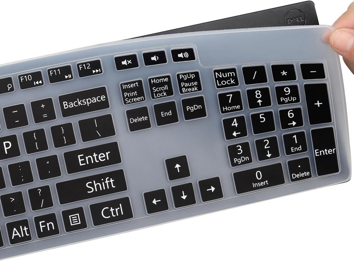 Large Print Keyboard Cover for Dell KM636 KB216 KB216t KB216d KB216p Wired & Wireless Keyboard, Dell Optiplex 5250 3050 3240 5460 7450 7050, Dell Inspiron Desktop 24" 27" 5400 5490 7790 3475 3670