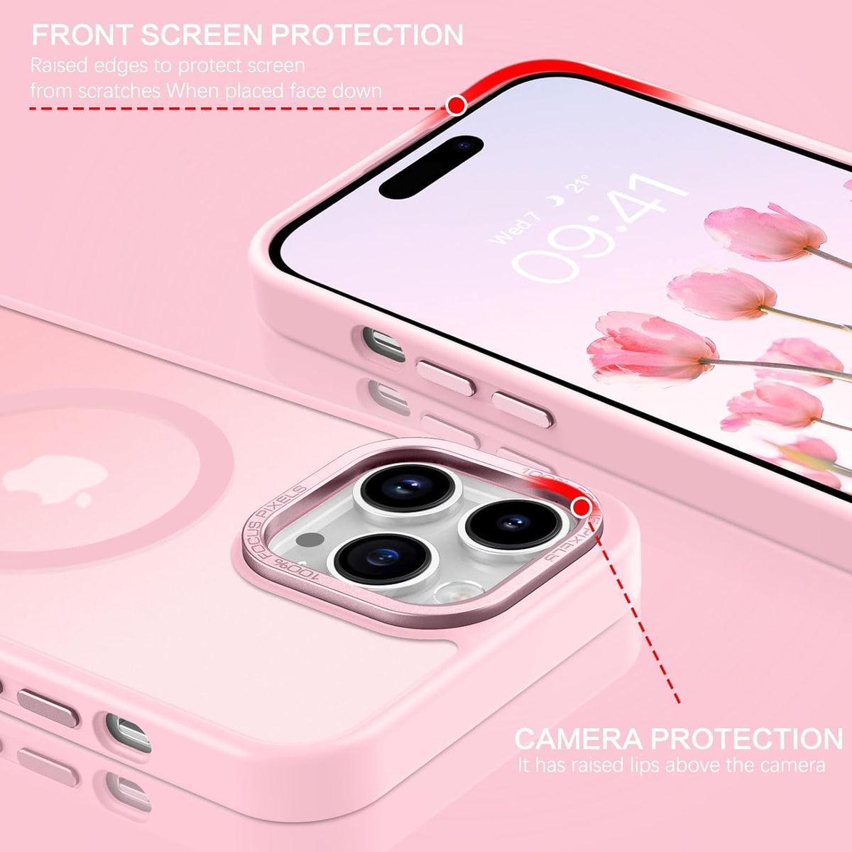BENTOBEN iPhone 14 Pro Case, Tender Pink [Compatible with Magsafe] Slim Fit Shockproof Protective Cover (6.1")