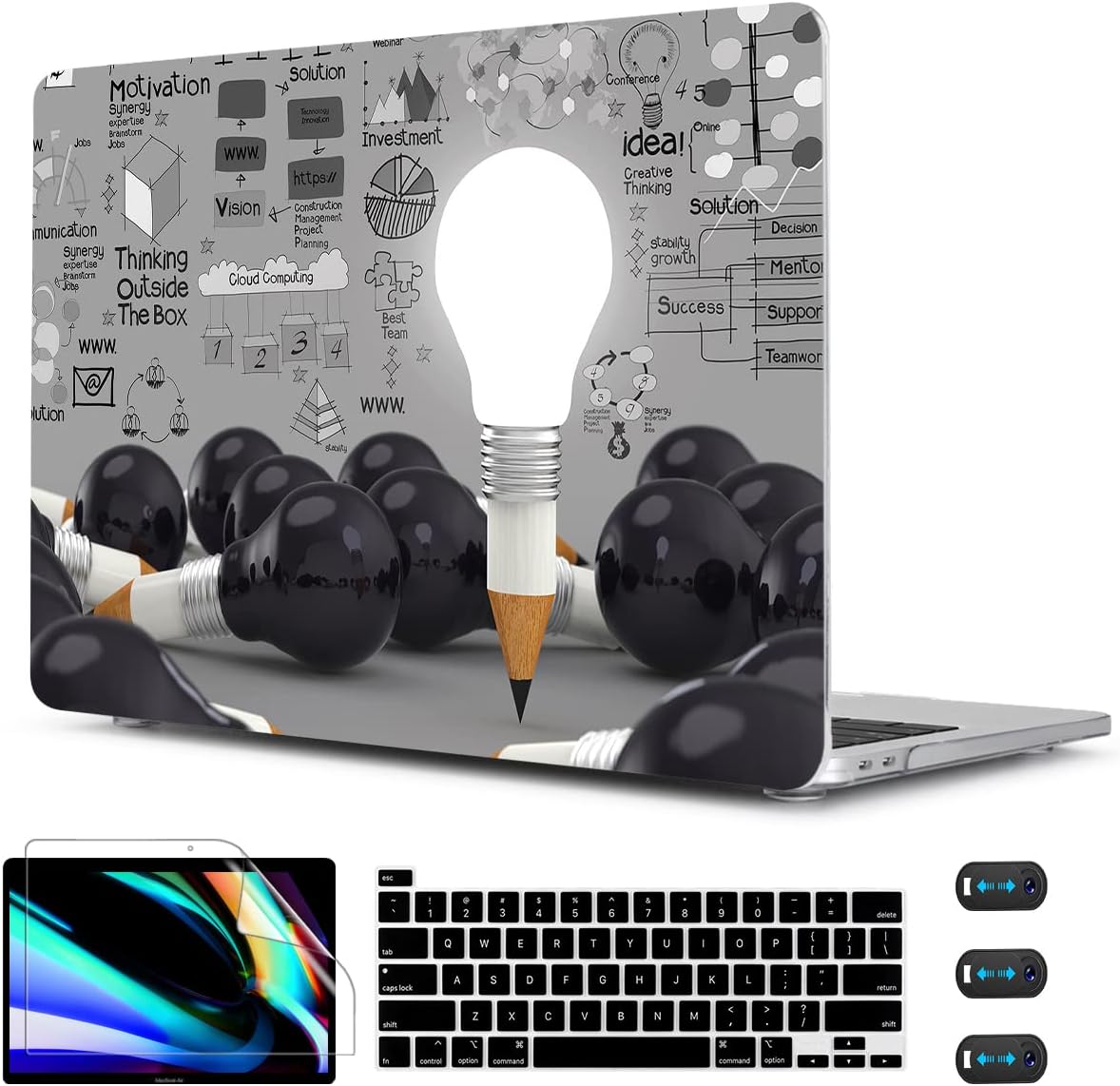 CISSOOK Creative Bulb Case for MacBook Pro 13 Inch 2025-2020 Release A2338 A2251 A2289, Hard Shell Cover with Keyboard Cover Screen Protector for MacBook Pro 13 M2 M1, Bulb