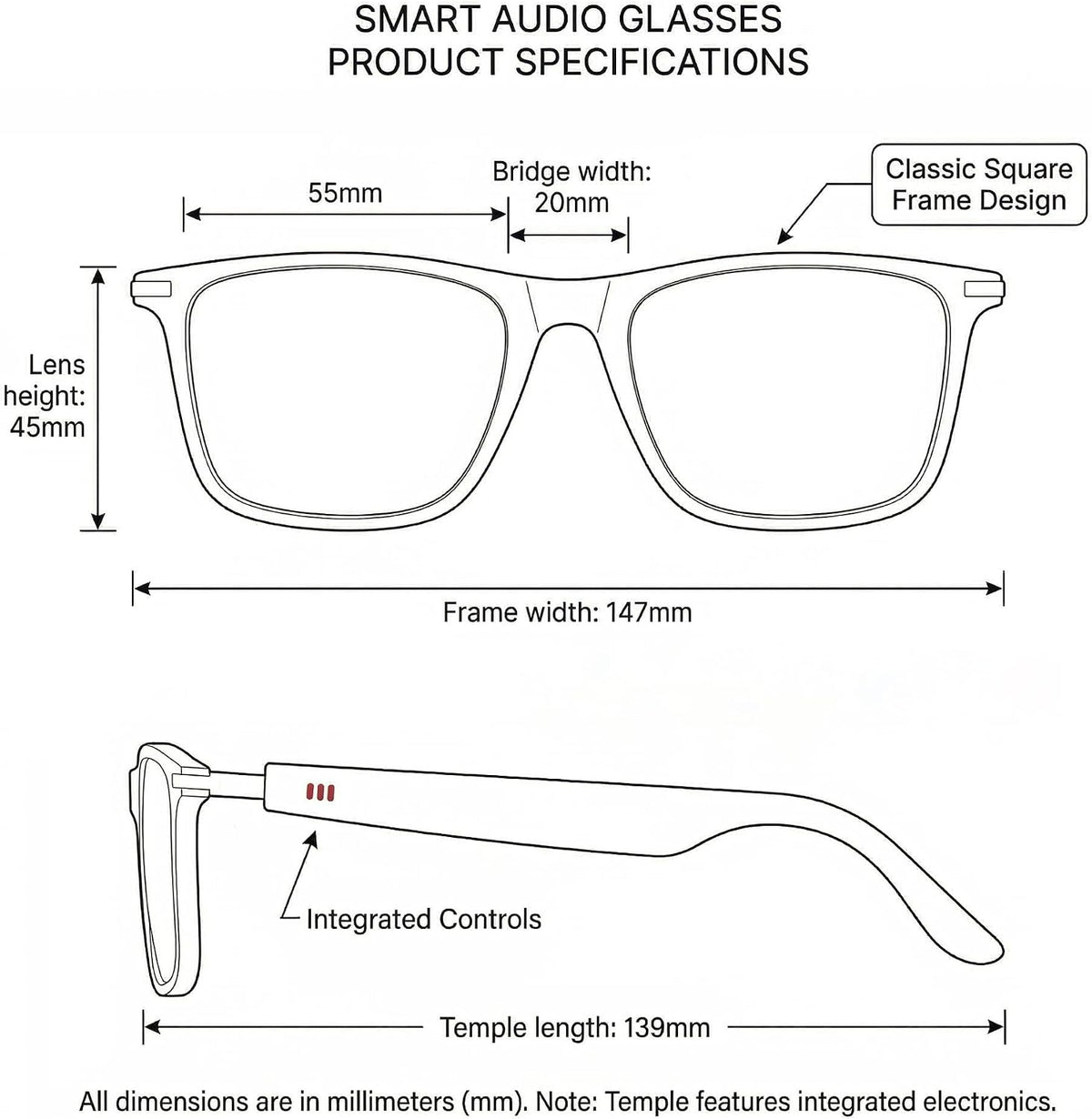Fecoul 164 Glasses-M01-Black) AI Smart Bluetooth Glasses with Languages Translator with Speaker Photochromic Lenses