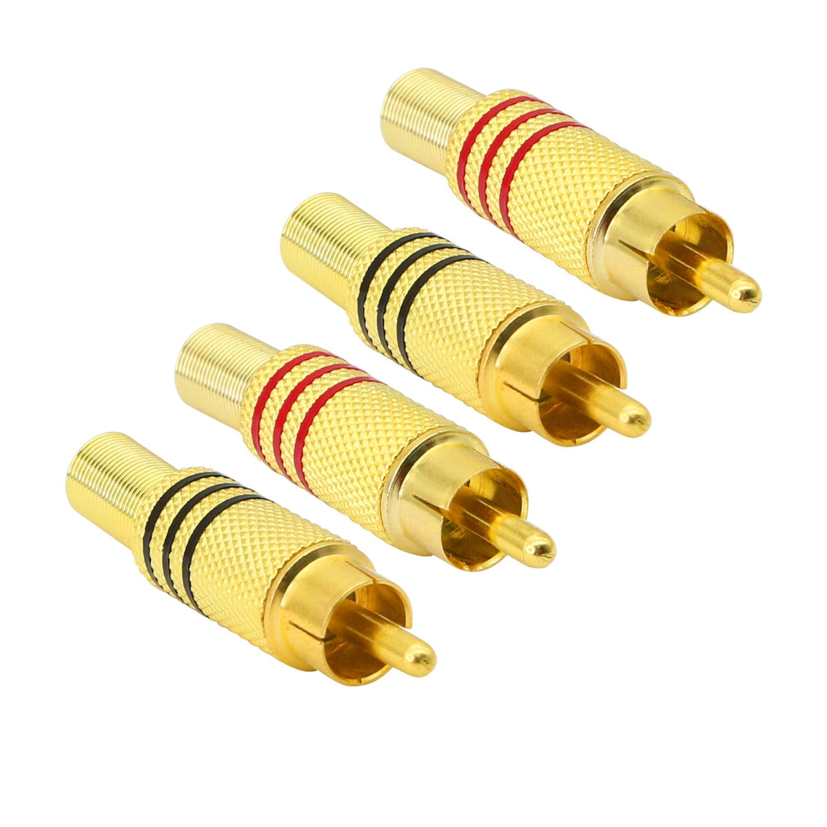PNGKNYOCN RCA Stereo Connector Plug with Spring Coax Audio Solderless Gold Plated Adapter for Repair Speaker Cables?4-Pack?