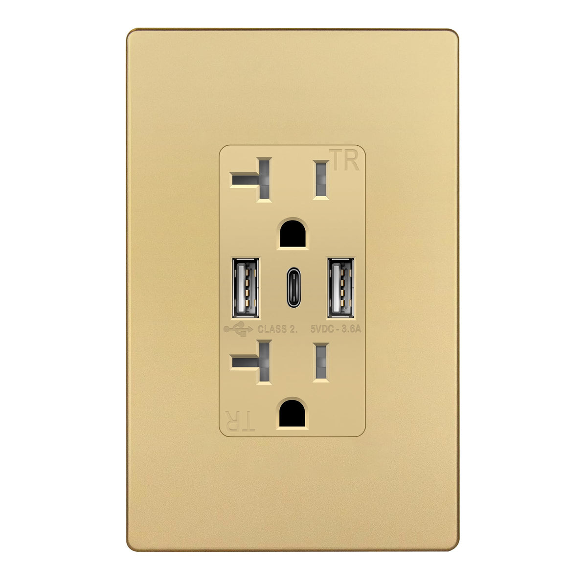 TOPGREENER 4.2A 3-Port Type C USB Outlet, 20 Amp Receptacle Plug, Charging Power Outlet with Dual Type A&C Ports, Screwless Wall Plate Included, UL
