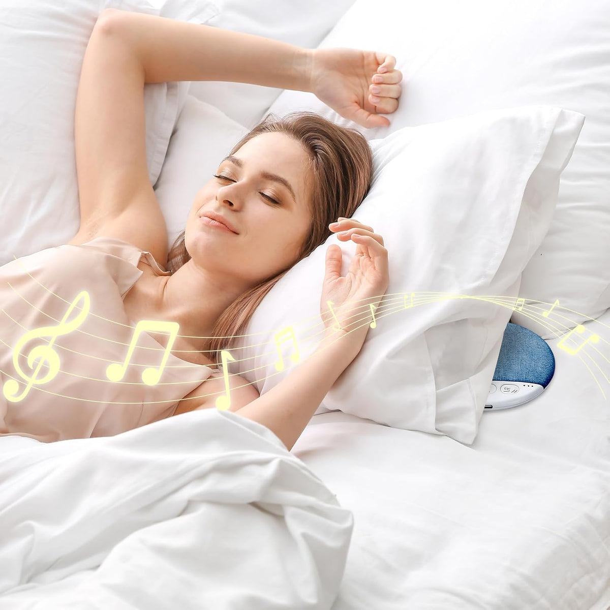 Generic Under Pillow Sleep Speaker Bone Conduction Bluetooths Audio Device, Mini Wireless Sound Box, White Noise Timer