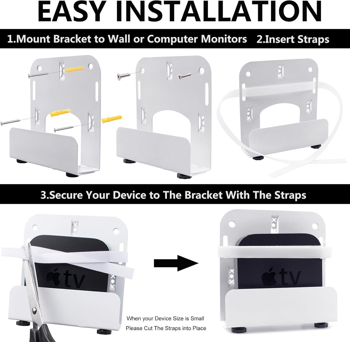 Gmailmall Cable Box Wall Mounting Modem for Most Small Narrow Devices Apple TV, Amazon Fire TV, Cable Box, Mini PC, Mac