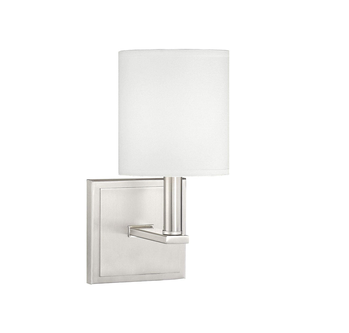 Savoy House 9-1200-1-SN Waverly Modern Farmhouse White Fabric Wall Sconce, 1-Light 60 Watt, 11" H x 5" W, Satin Nickel