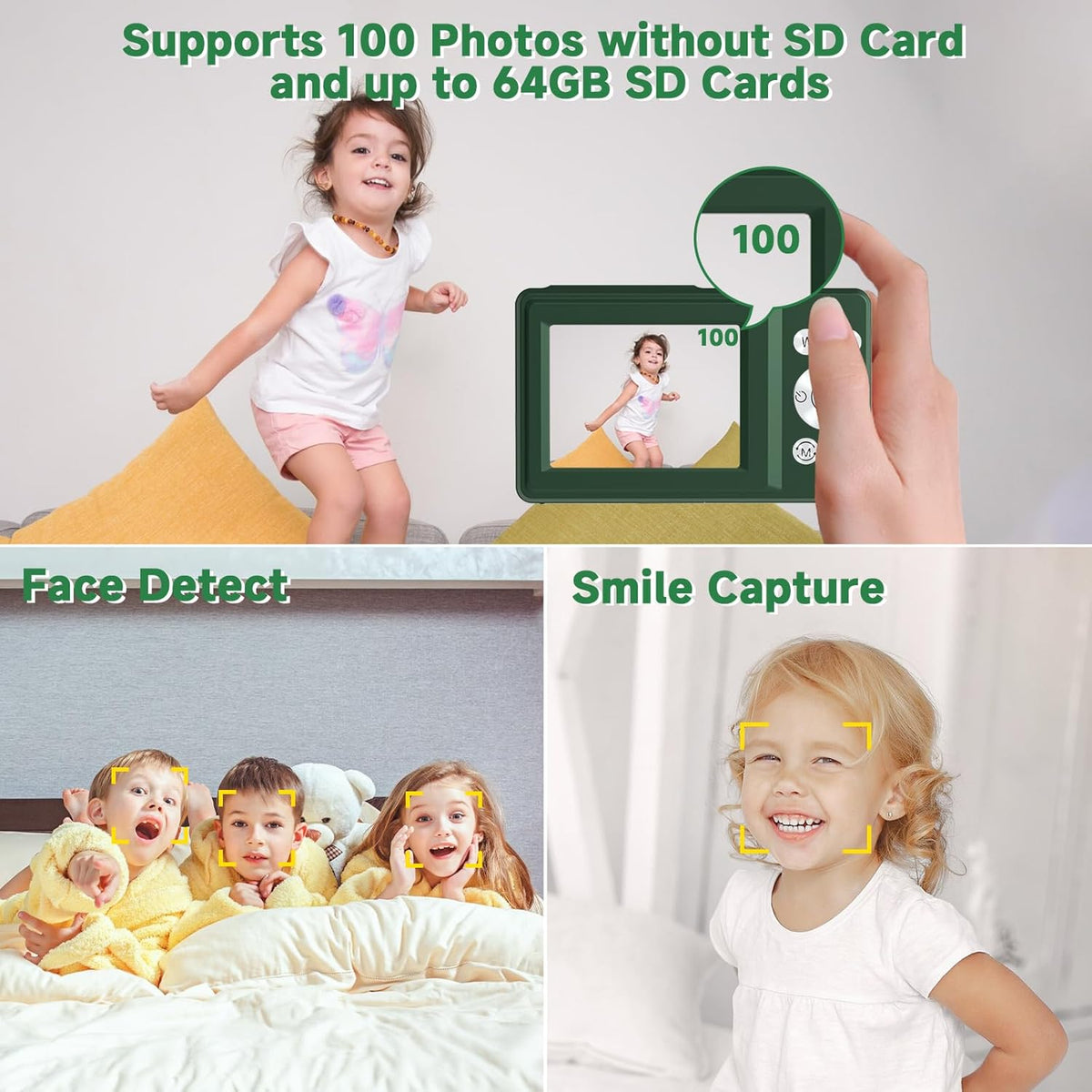 Gtonster 44MP 1080P 16X Digital Camera, Compact Camera, FHD Point and Shoot Digital Cameras with Zoom, Face Detect