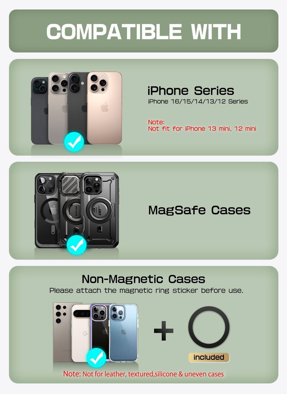 SUPCASE for MagSafe Wallet with Stand, Magnetic Wallet for Men Women, [Hold 6 Cards] [RFID Blocking] [Strong Magnetic Lock] Phone Stand Card Holder