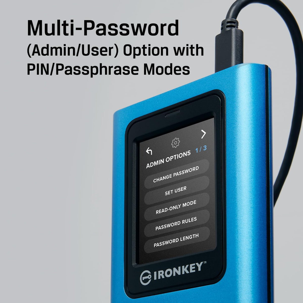 Kingston IronKey Vault Privacy 80 7.6TB External SSD | FIPS 197 | XTS-AES 256GB Encrypted | Touch Screen PIN | Secure Data Protection | IKVP80ES/7680G