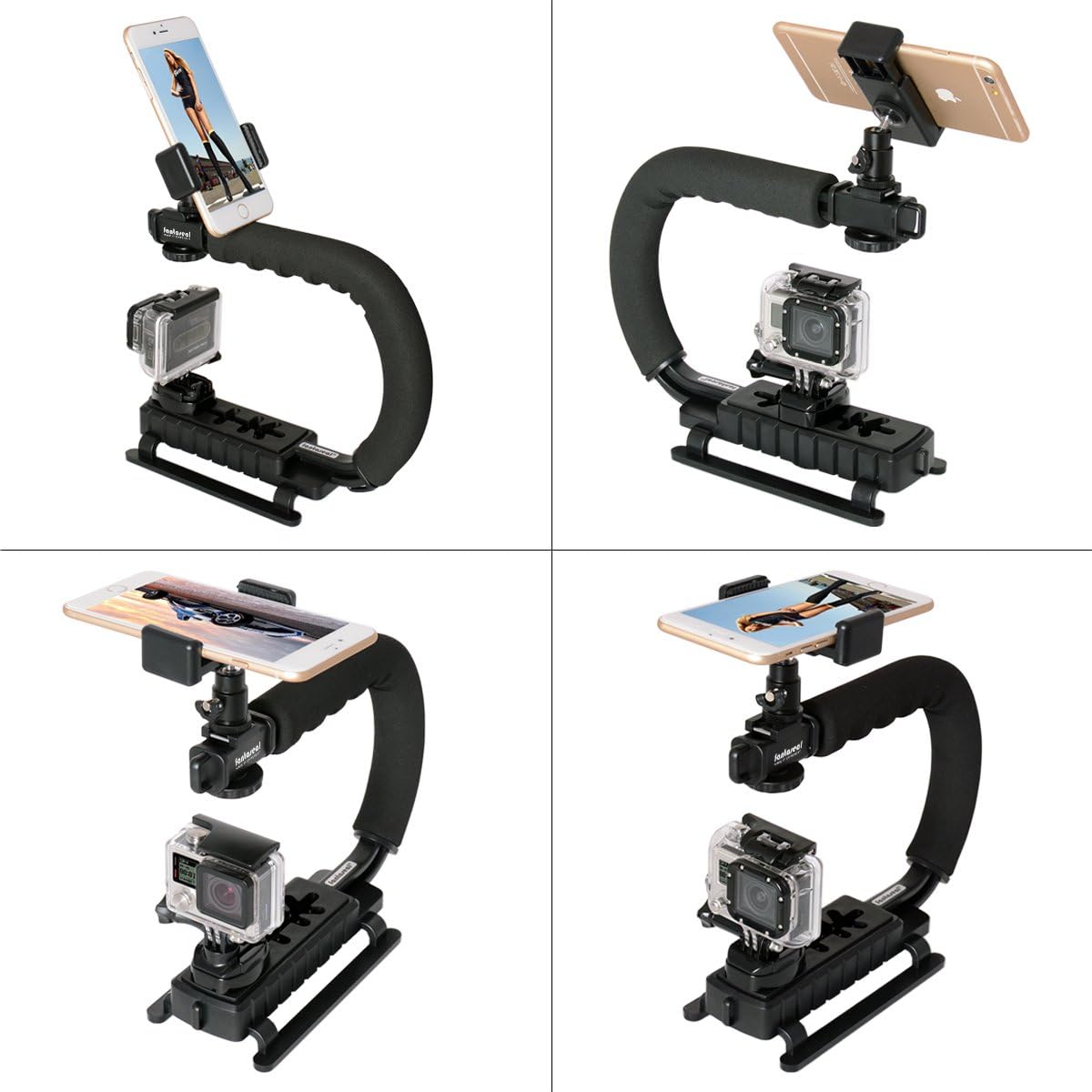 Fantaseal 4in1 DSLR/Mirrorless/Action Camera +Camcorder +Smartphone Stabilizer Holder We-Media YouTube Vlog Low Position Video Rig Mount Fit for GoPro Sony DJI OSMO Action Nikon Canon iPhone Samsung