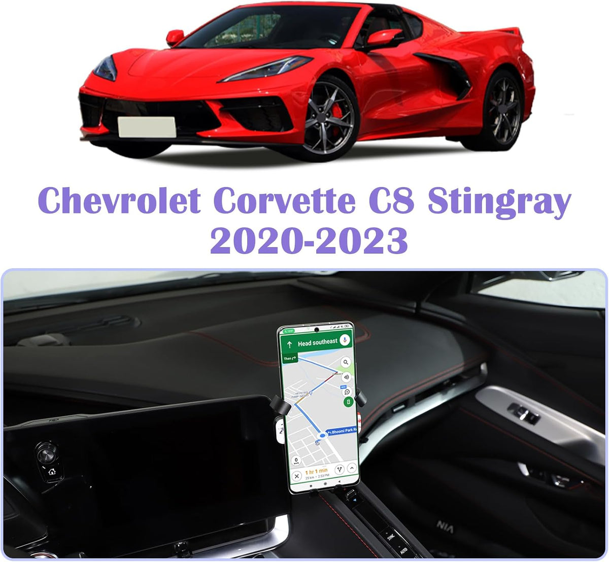 CHEAYAR Car Phone Holder Mount for Chevrolet Corvette C8 2020-2023, Center Console Dashboard Navigation Screen