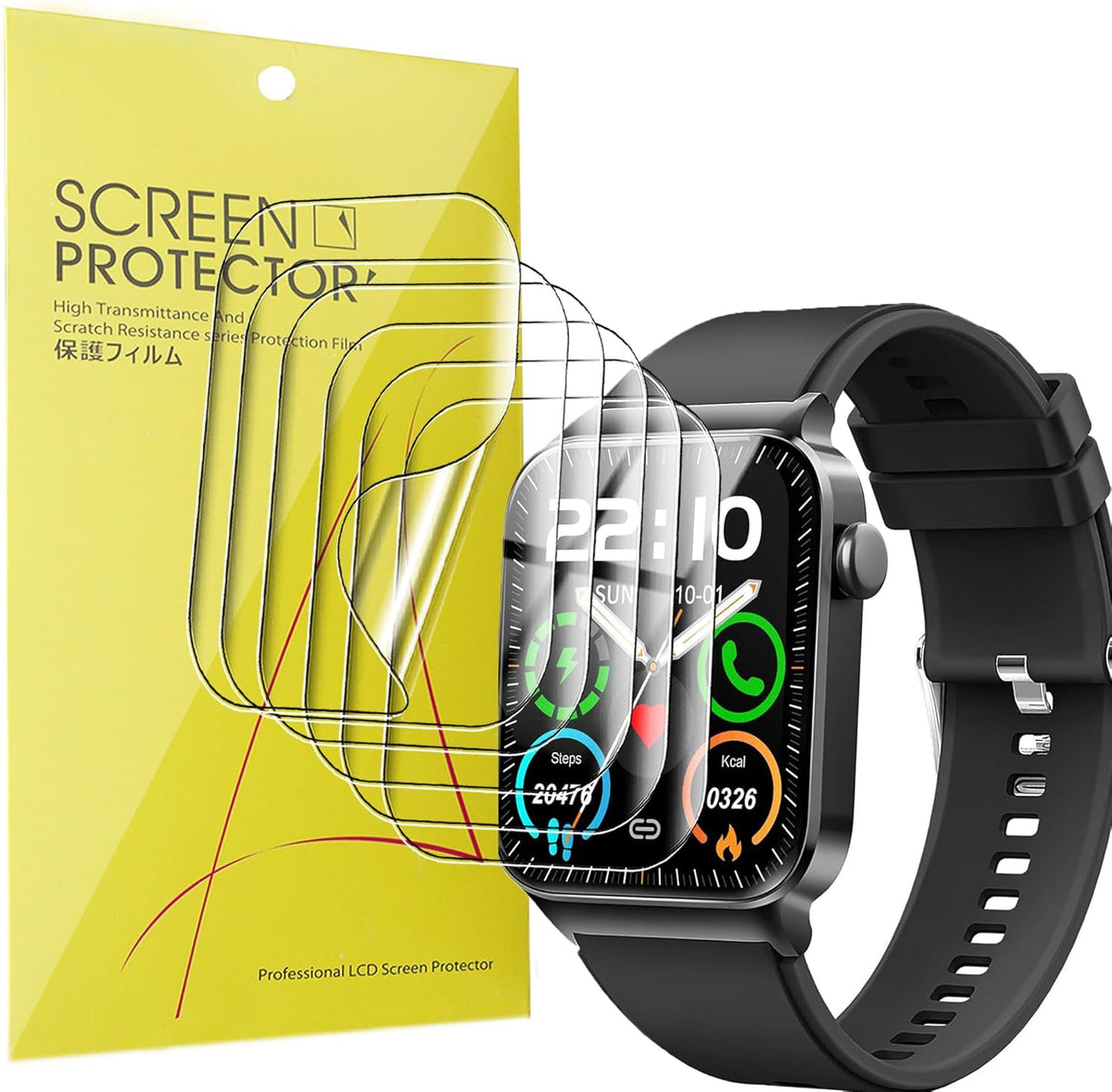 Uaue Smart Watch Screen Protector, [6 Pack] Full Coverage TPU Clear Film for Donerton T50S 1.85" Smartwatch