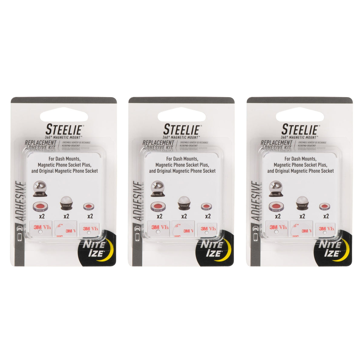 Nite Ize Steelie Universal Adhesive Replacement Kit - Adhesives for Dash Mounts, Phone Sockets & More - Strong Pad Kit for Magnetic Mounts