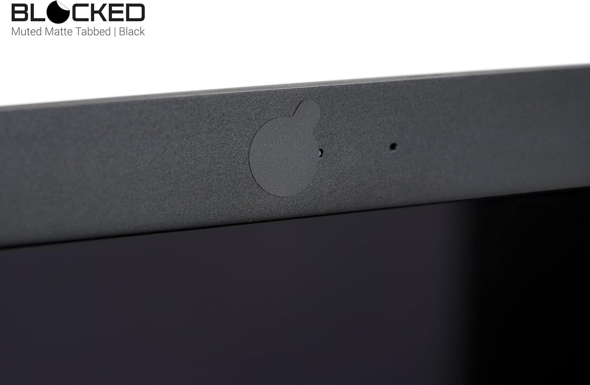 BLOCKED Webcam/Camera Vinyl Covers | Low-Tack Restickable Webcam Sticker | Multiple Sizes | Black 57-Pack Tabbed (Muted Matte)