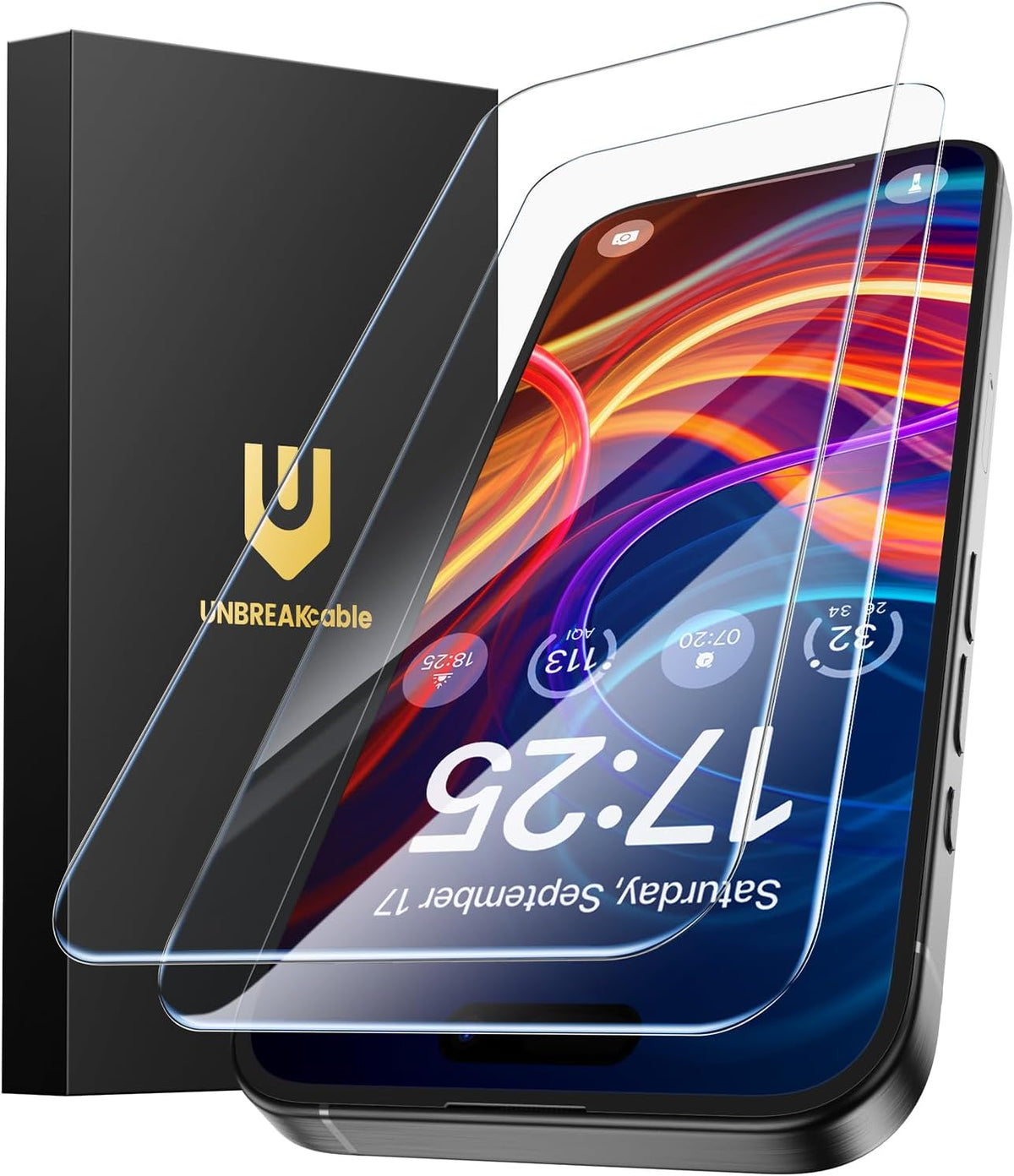 UNBREAKcable Anti-Glare Screen Protector for iPhone 15 Pro [2-Pack], 9H Hardness Tempered Glass, Anti-fingerprint, Enhanced Clarity, Anti-Blue Light, Easy to Install, Polishing Cloth Included