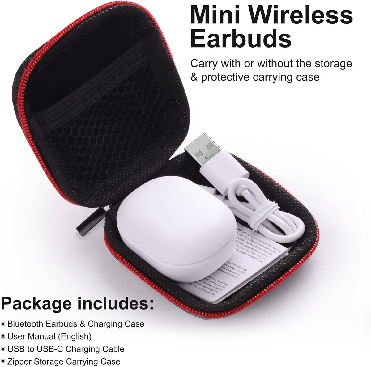 Wireless Earbuds, Bluetooth Headset Mini in-Ear Headphone, Noise Canceling Deep Bass Earphone for iPhone 15/13 Pro Max,