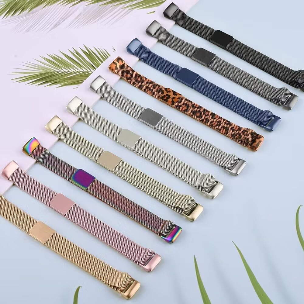 Metal Band for Fitbit Inspire 3 & Inspire 2, Breathable Stainless Steel Mesh Loop Adjustable Strap