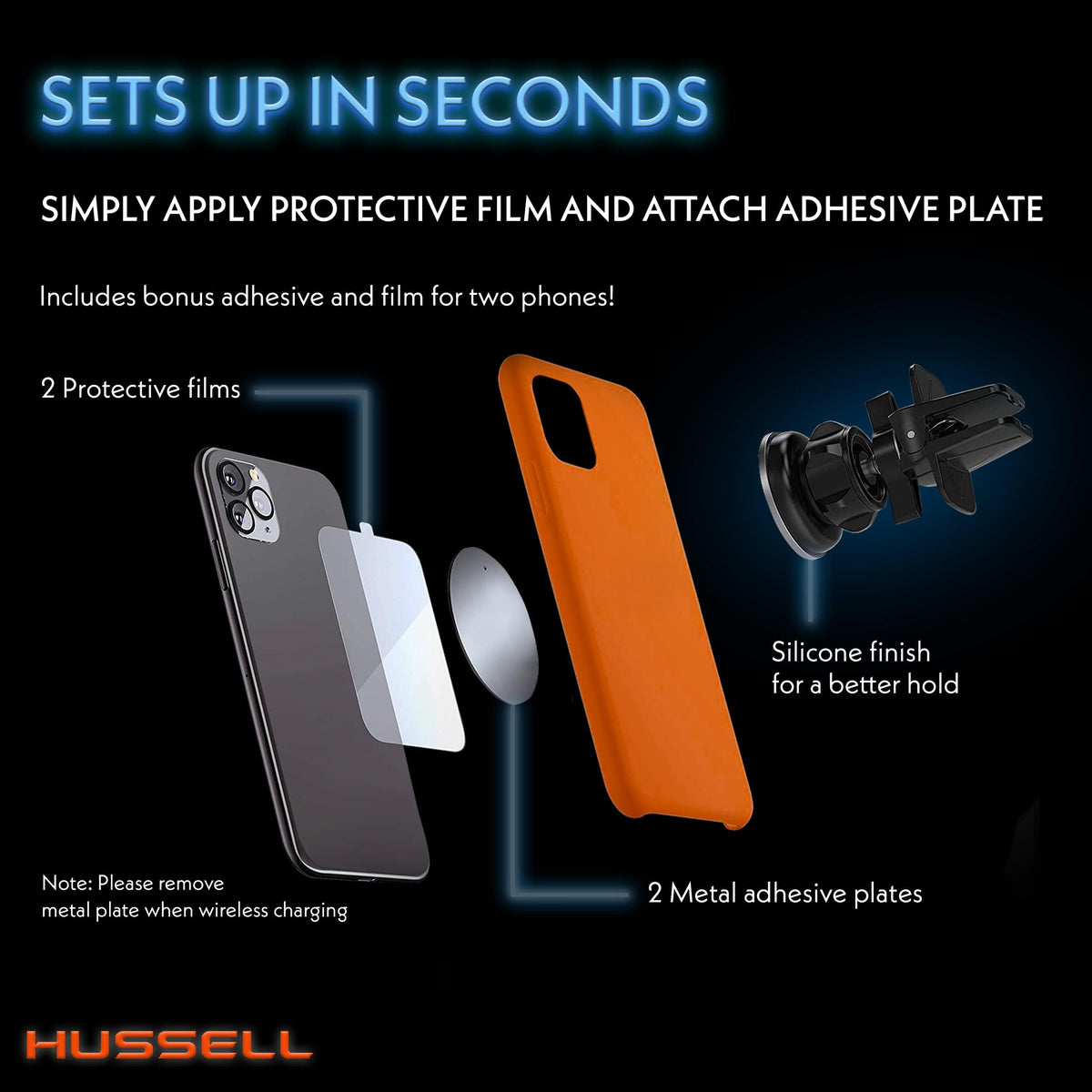 HUSSELL Magnetic Phone Car Mount, Air Vent Phone Mount for Car 360° Adjustable Universal Magnet Phone Holder - Compatible with Any Cell Phone, iPhone