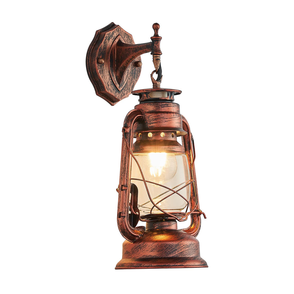 NOXARTE Rustic Wall Sconce Lighting Lantern Mounted Light with Glass Lampshade for Hallway Farmhouse Loft W7 x H15