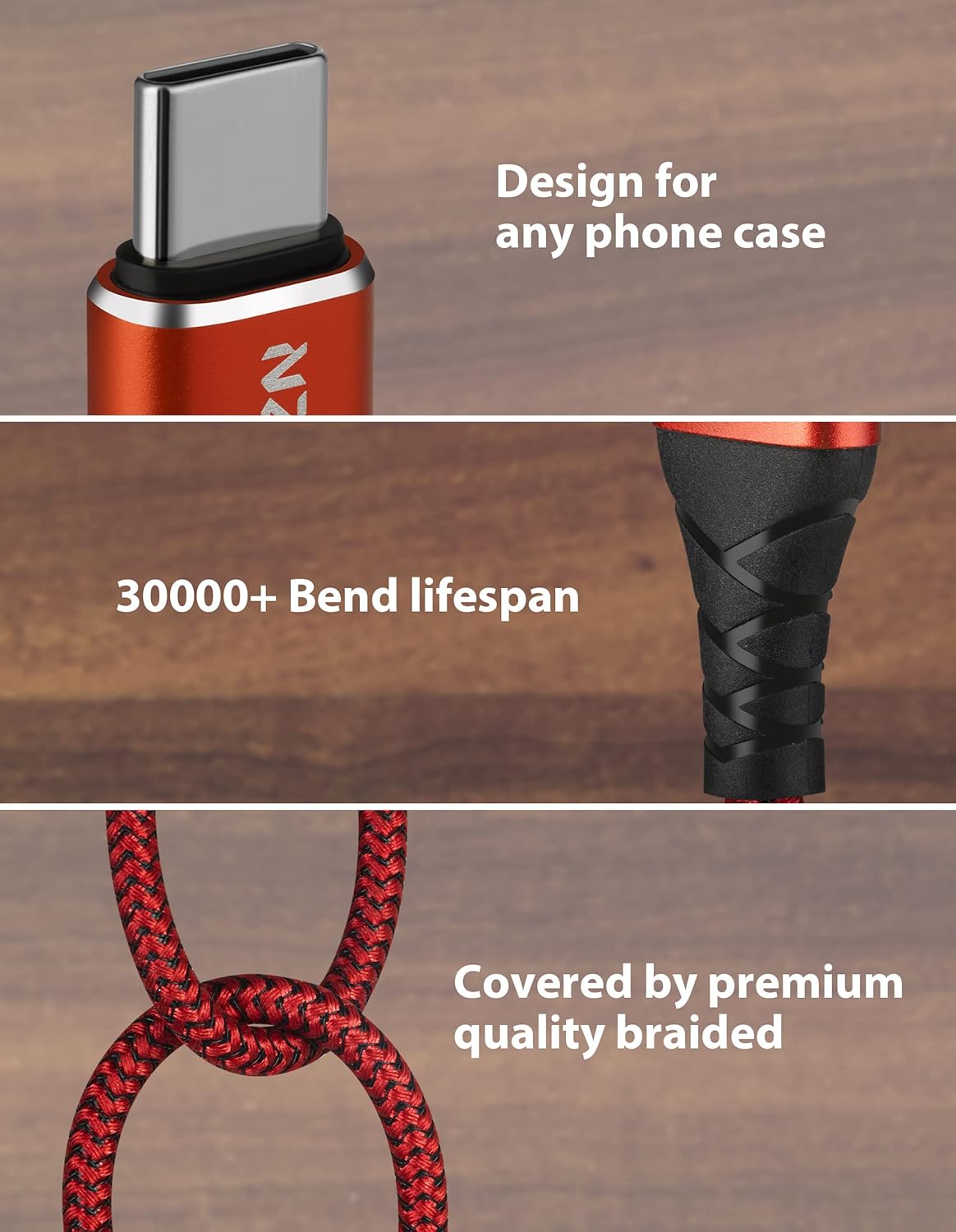 Durable Braided USB C Cable [2-Pack, 3FT] - 3A Fast Charging for Samsung Galaxy A20 A50 A51 A71, S20 S10 S9 S8 Plus, Red
