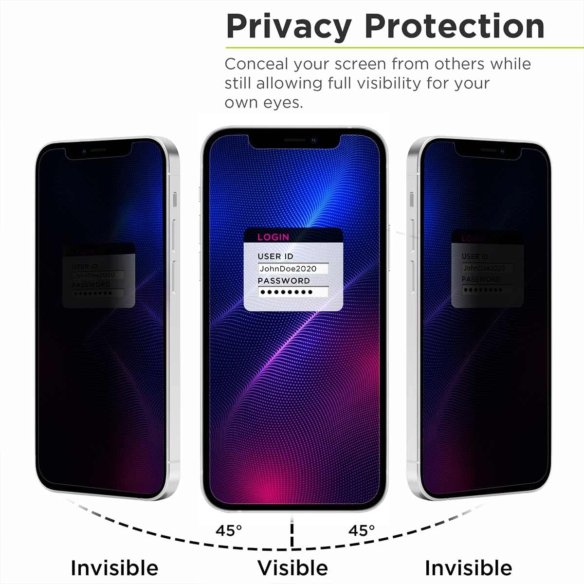 PureGear 2-Way Privacy Tempered Glass Screen Protector for iPhone 13 Mini (2021) 5.4", Self Alignment Installation