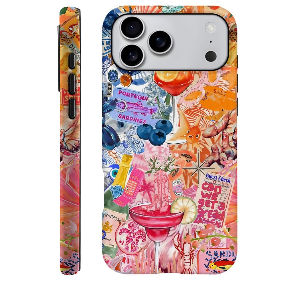 Compatible With Iphone 17 Pro Max,Durable & Shockproof Phone Case Cover Design - Cute Summer Fruits Collage Orange