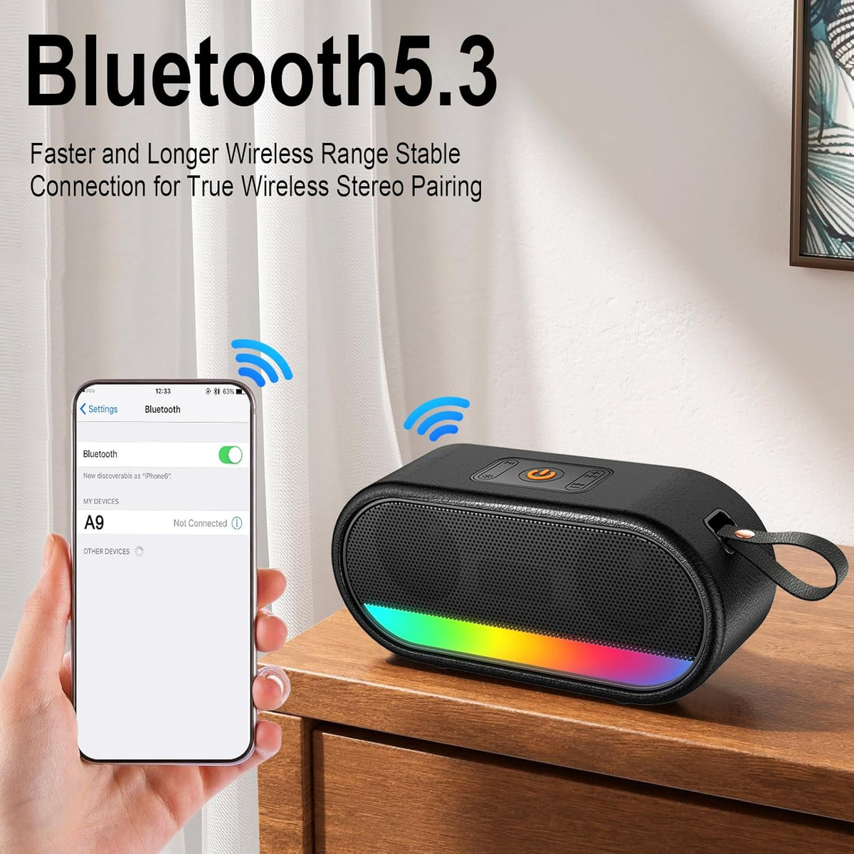 Dyurwa 24W 5.3, 10H IPX6 Bluetooth Speaker with Dual Speaker, HD Loud Sound, Portable Outdoor Wireless Punchy Bass