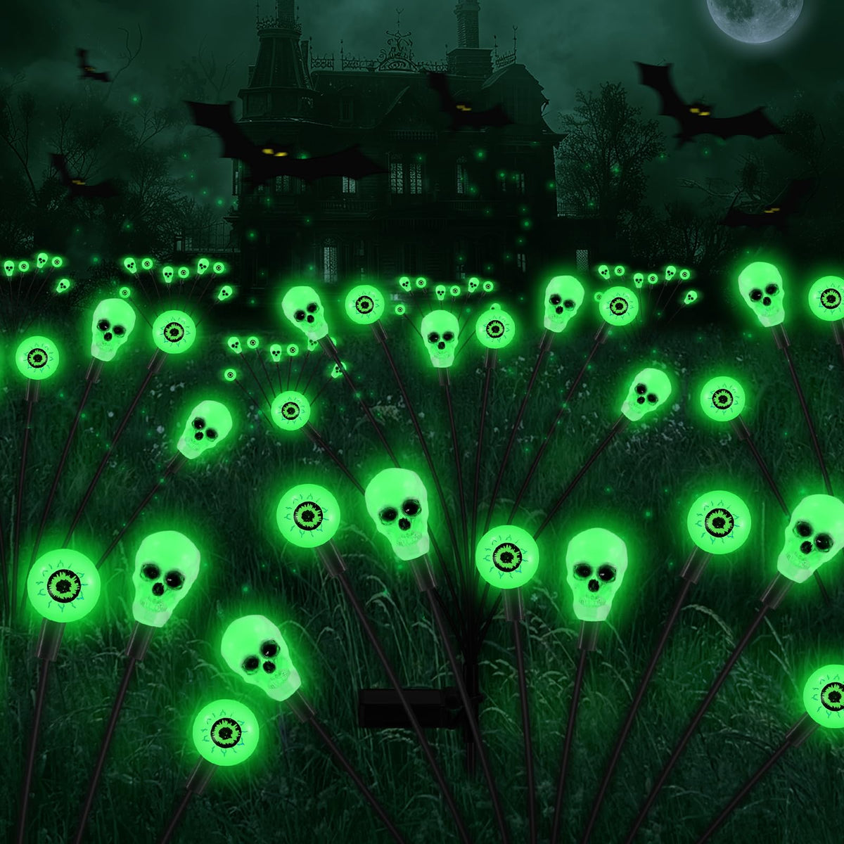 FENSAN Solar Lights Outdoor,Halloween Decorations Outdoor, Scary Eyeball Lights,4PACKS 32LED,IP65 Waterproof,Halloween Decor
