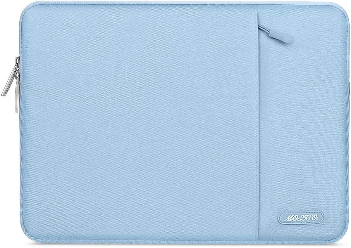 MOSISO Laptop Case 13.3 inch, 13-13.3 inch Laptop Sleeve Compatible with MacBook Air/Pro 13 / Pro 14, HP Dell ASUS Lenovo Notebook, Polyester Vertical Computer Sleeve Bag with Pocket, Air Blue