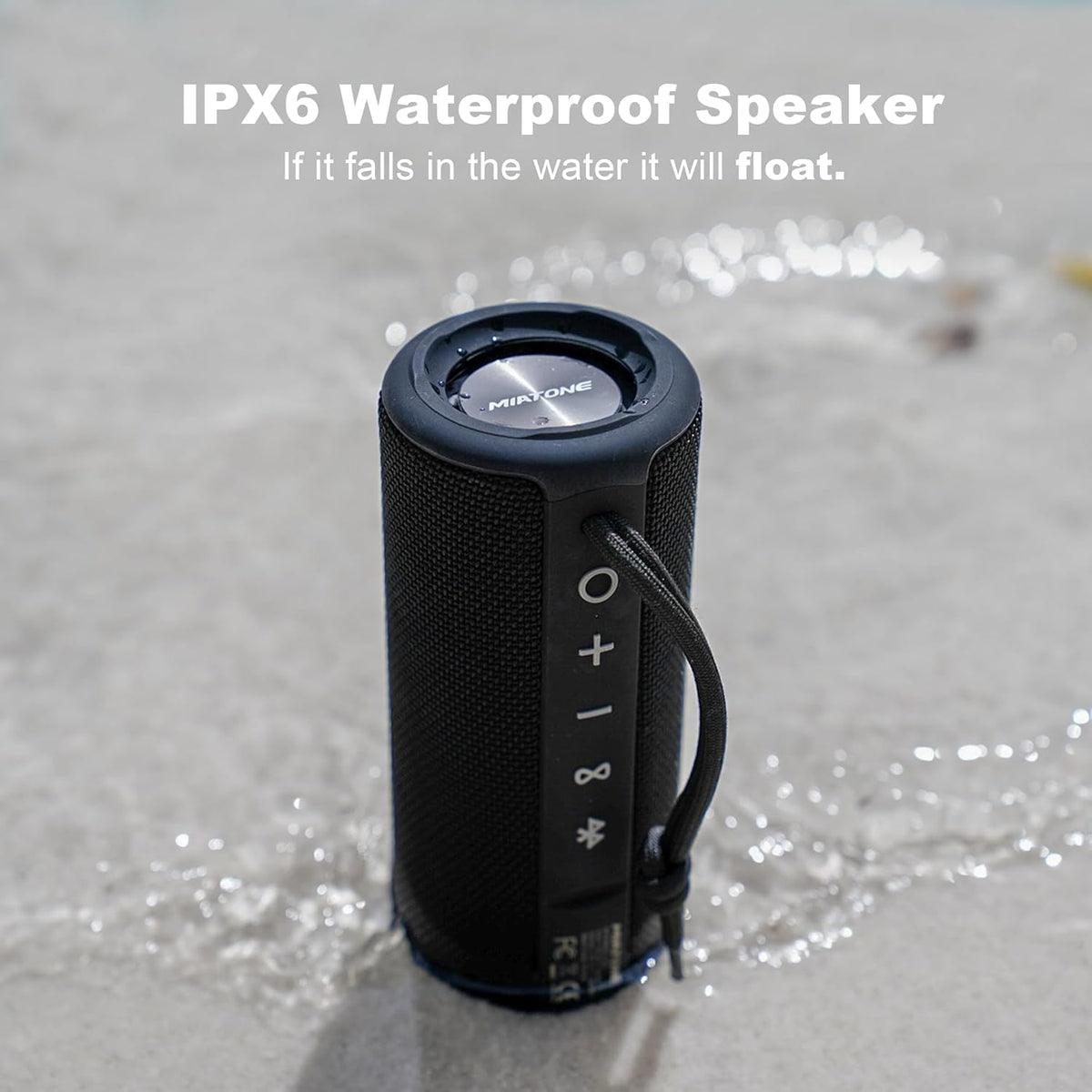 MIATONE Boombox Outdoor Portable Bluetooth Speaker Waterproof Wireless Speakers - Black
