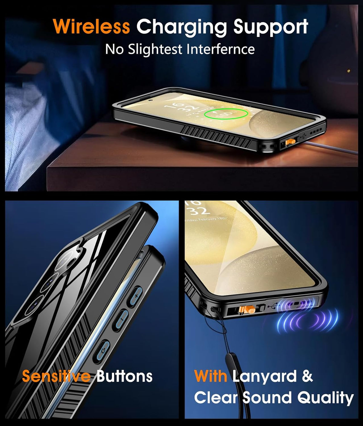 Nineasy Waterproof Case for Samsung Galaxy S24+ Plus, [Real 360 Full Body] [Built-in Screen & Camera Protector][IP68