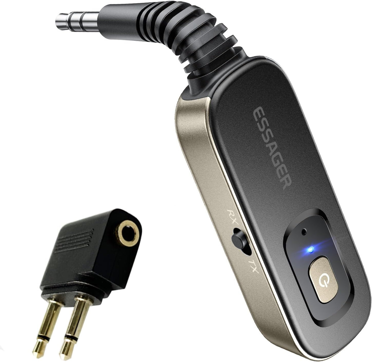 ESSAGER 3.5mm Bluetooth Receiver for Car, Noise Cancelling AUX Bluetooth Car Adapter, Wireless Audio Receiver