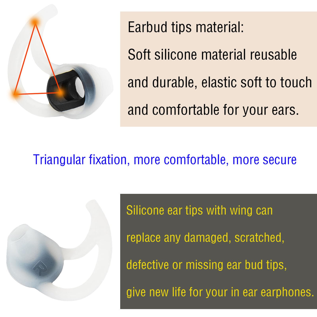 WKYMY Silicone Earbud Replacement Tips Earbud Covers Compatible with Bose SoundSport Freestyle IE2 IE3 Headphone Ear Tips Rubber Tips 3 Pairs S M L