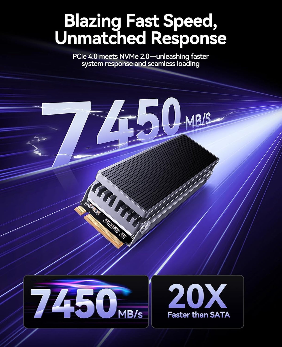 ORICO OSC 1TB M.2 NVMe SSD for Desktop PC, PCIe 4.0 Internal SSD with 7450MB/s Read, TLC NAND, Pre-Installed Pro-Grade Finned Heatsink, Innovative IceArmor Cooling, M.2 2280 Drive
