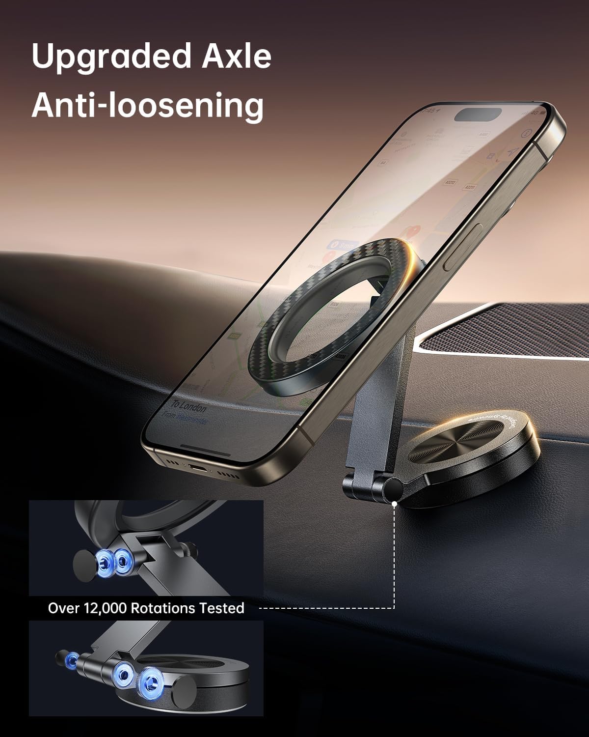 SYNCWIRE for MagSafe Car Mount - [360° Rotation] Magnetic Phone Holder for Car, Adjustable Metal Arm, Car Magnet Phone Mount for Dashboard, Car Accessories Fit iPhone 16 15 14 13 Pro Max &All Phones