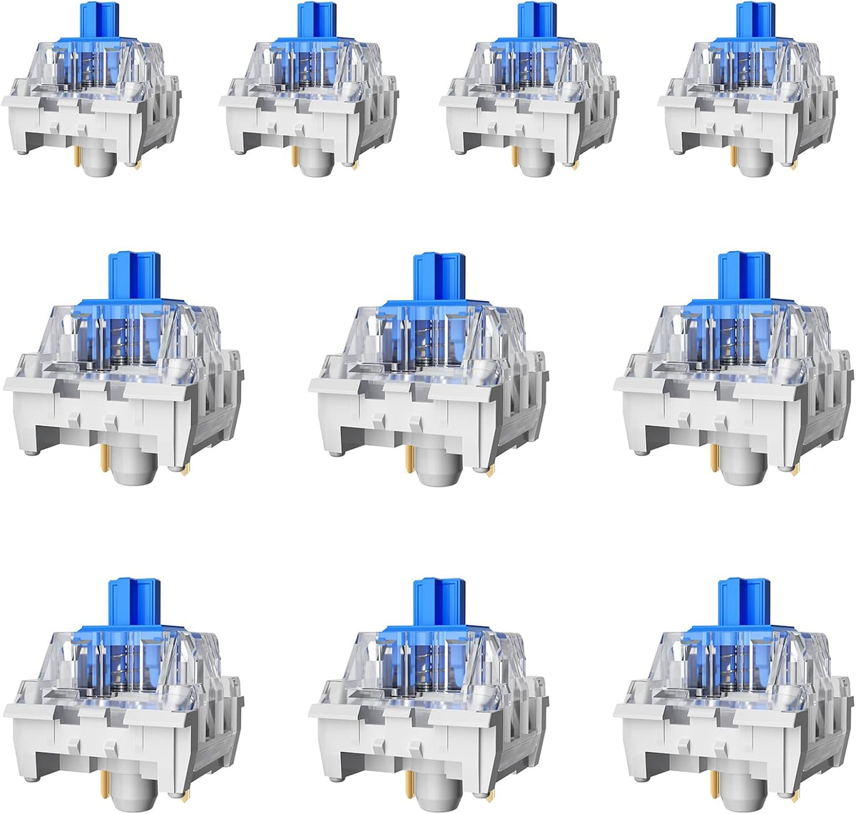 54PCS 3D ZhouWang Blue Switch,Dustproof Click Switch,Crisp clicking Sound with Strong Tactile Feedback, Suitable