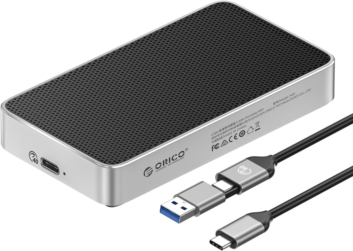 ORICO 1TB USB4.0 External SSD 3800MB/s(40Gbps) - Ultra-Fast Portable NVMe SSD, Compatible with Thunderbolt 3/4, Fanless Aluminum Design for Photographers, Video Editors X40