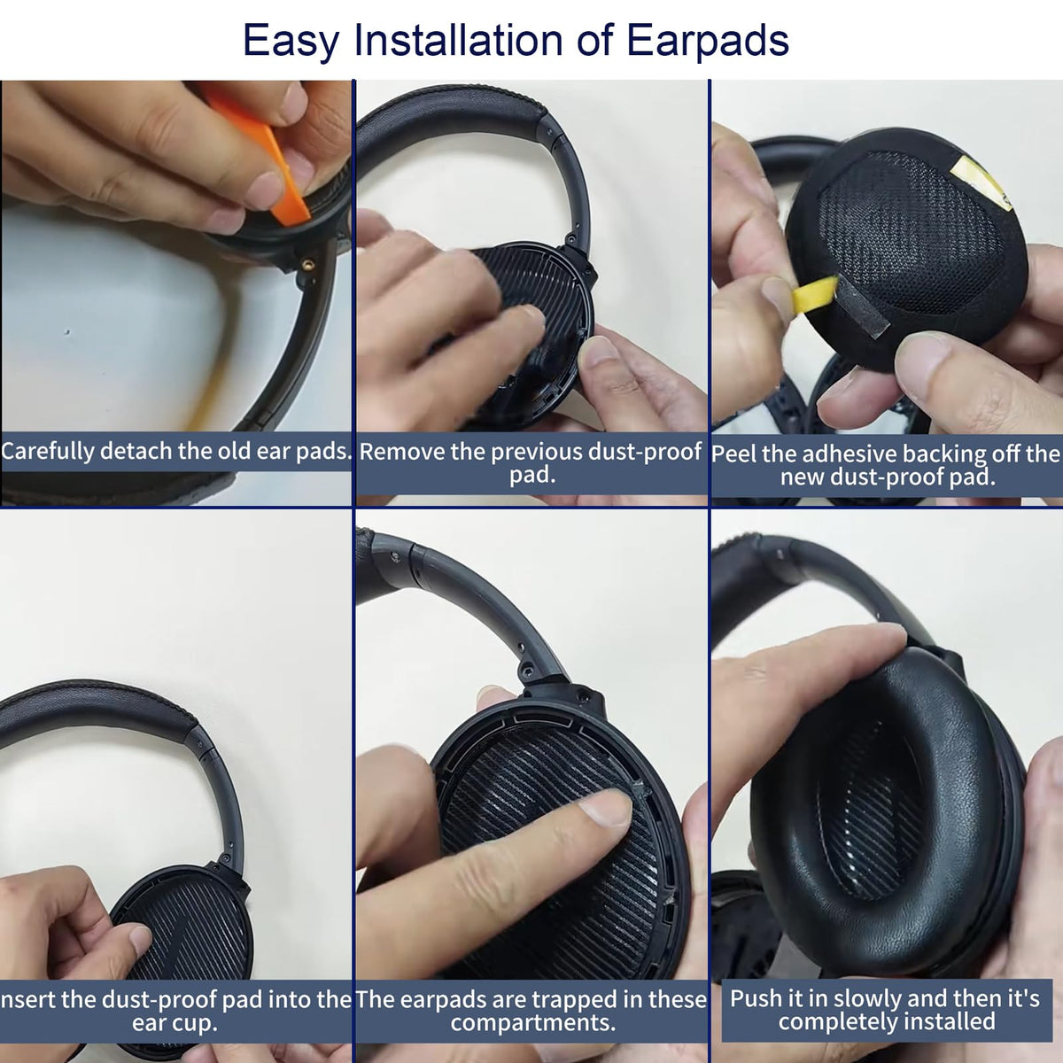 QC45 Ear Pads - Replacement for Bose QuietComfort 45, QC SE Headphones (Black)