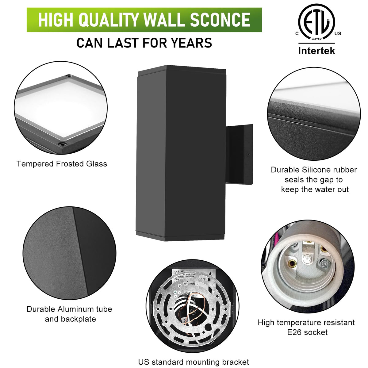 Outdoor Light Fixture Wall Mount, Exterior Lighting fixtures for Outside, Front Porch Lights, Waterproof Wall Sconce Lamp, Black Coach Lights