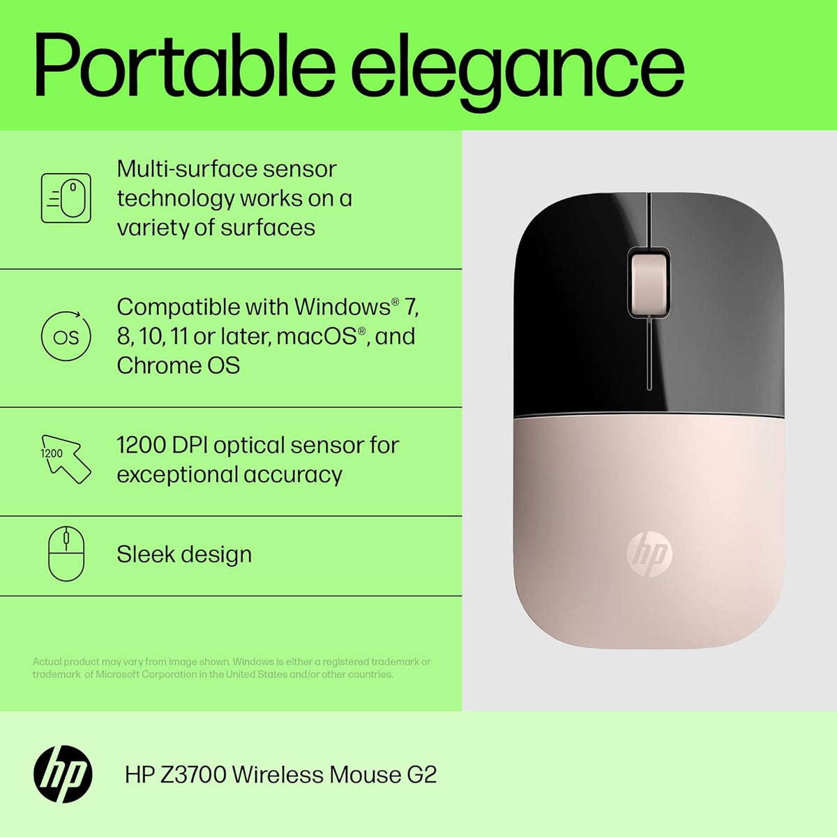 HP Z3700 G2 Wireless Mouse - Elegant Pale Rose Gold Design