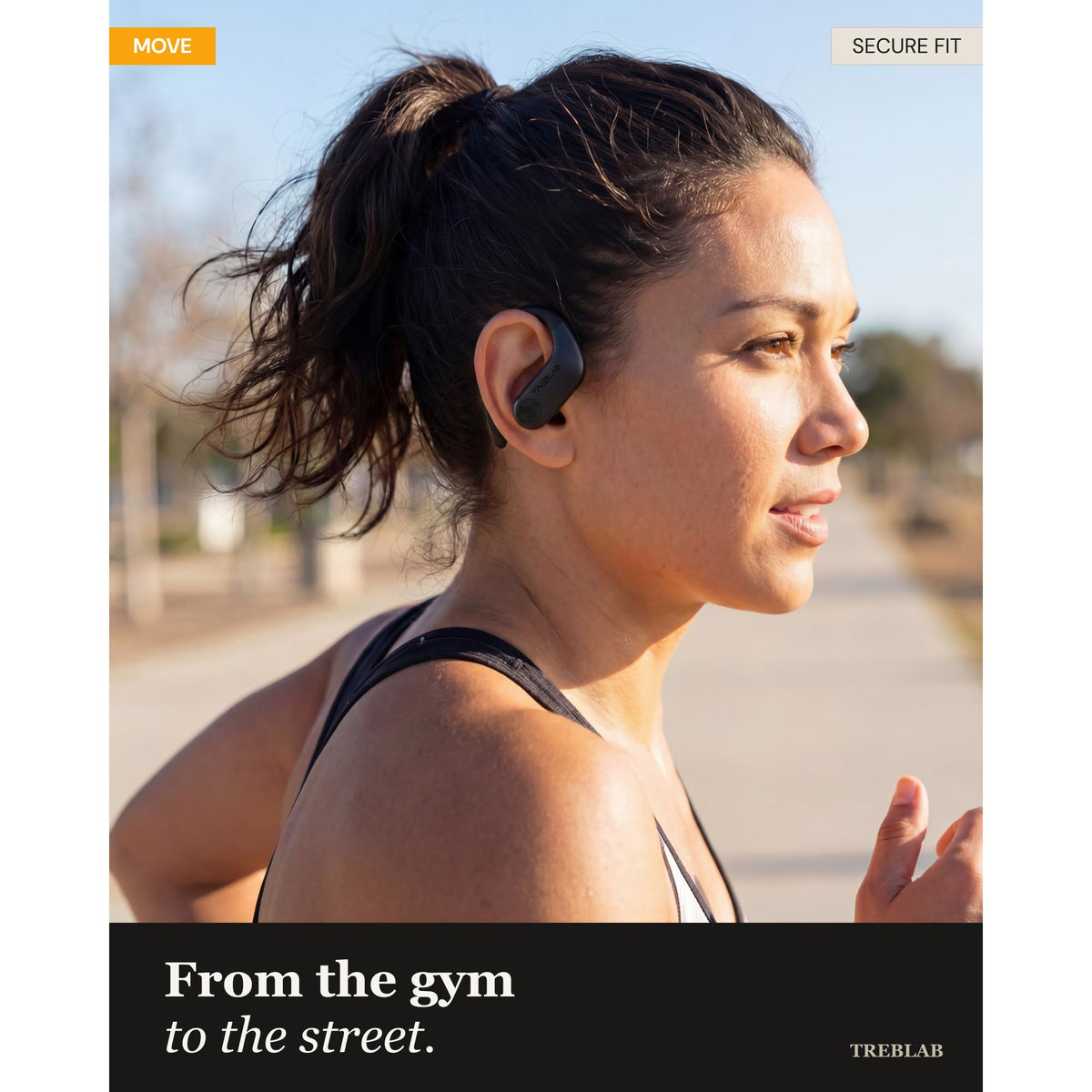 TREBLAB X3 Pro - Sports Wireless Ear Buds Bluetooth - Comfortable Workout Headphones with Secure Ear Hooks, 12H Long Battery Life, IPX5 Sweatproof