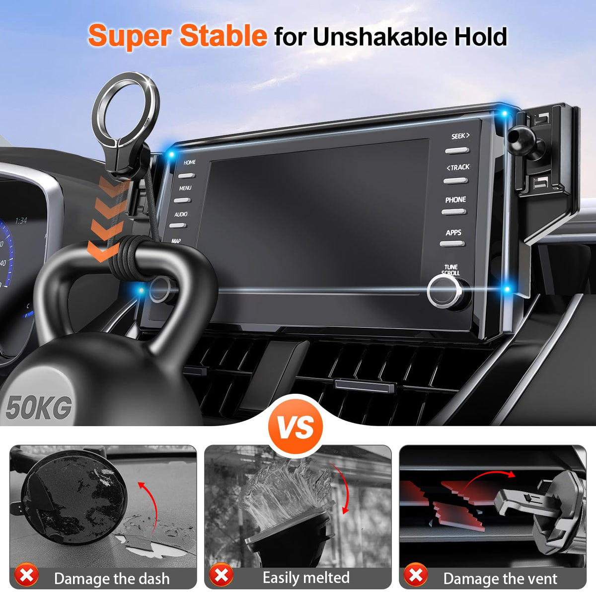 Phone Holder for Toyota Corolla 2026 2025 2024 2023 2022 2021 2020 & Corolla Cross 2022-2026 Accessories: (Fits 8 inch Screen)(Compatible