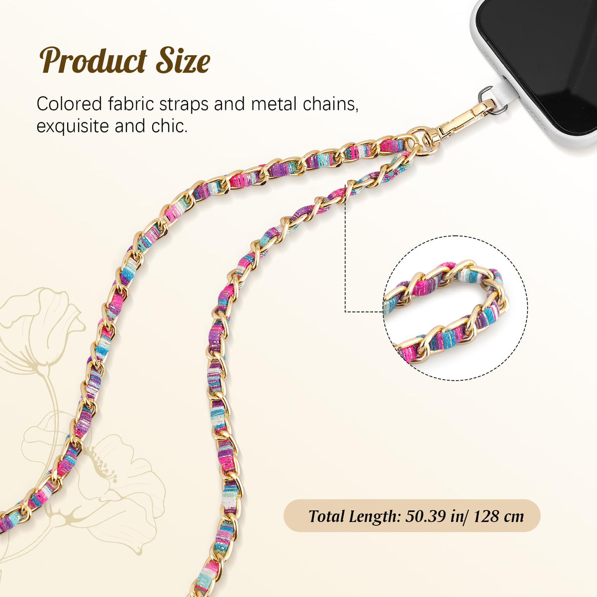 TiMOVO Cell Phone Chain Crossbody, Universal Phone Lanyard for iPhone 16 Pro Max and Most Smartphones, Anti-Theft Strap for Women, Metal Neck Holder