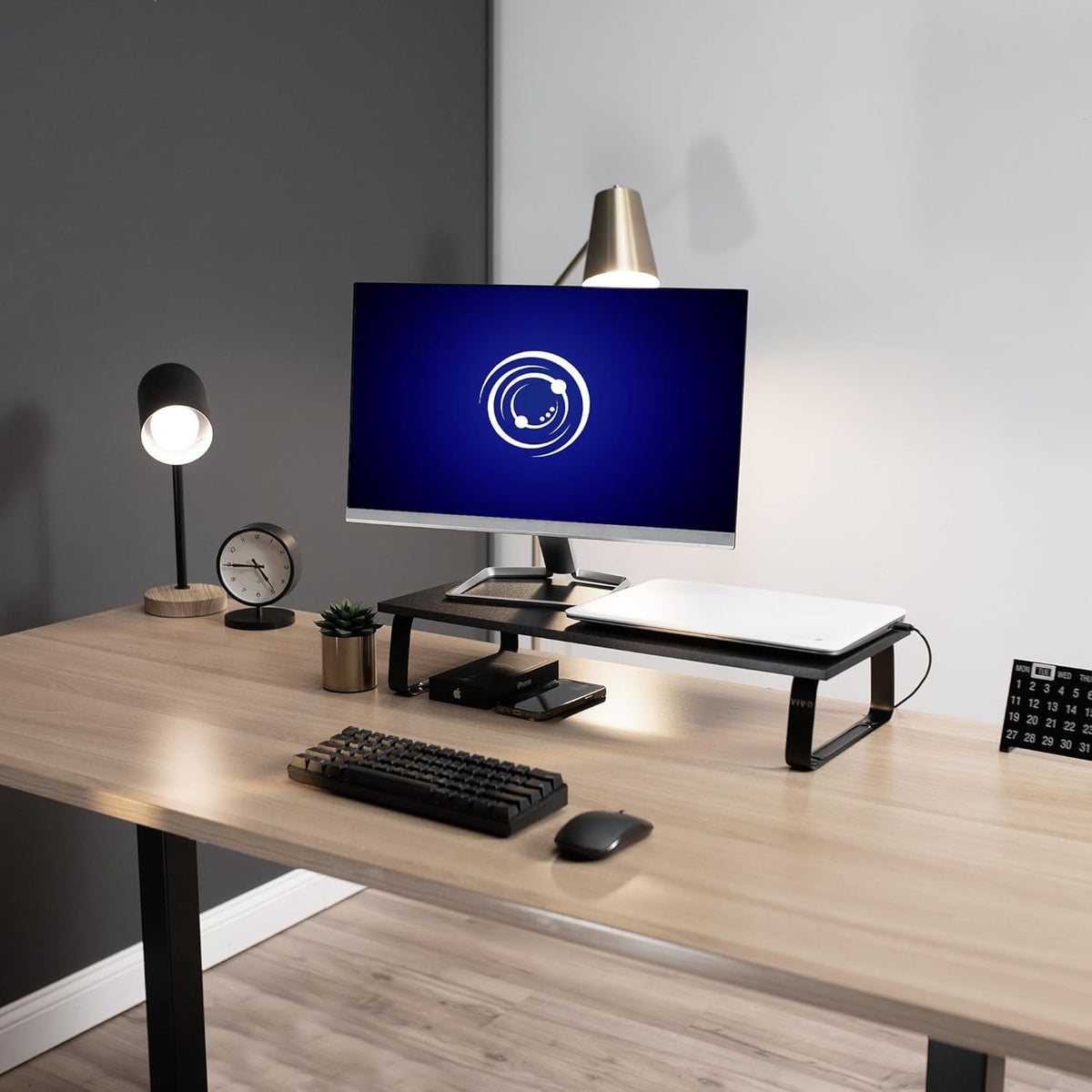 VIVO Monitor and Laptop Stand, 24 inch Desktop Riser, Black, STAND-V000D