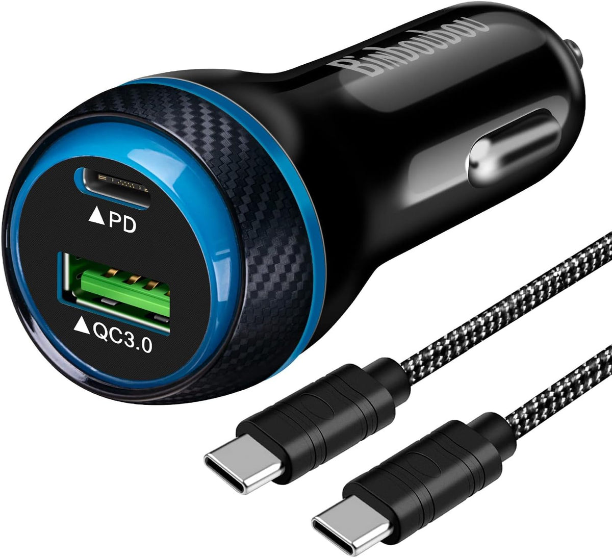 Type C Super Fast Charger Car 45W, [PD/PPS+QC] Dual Fast Charging Car Cigarette Lighter Adapter for Samsung