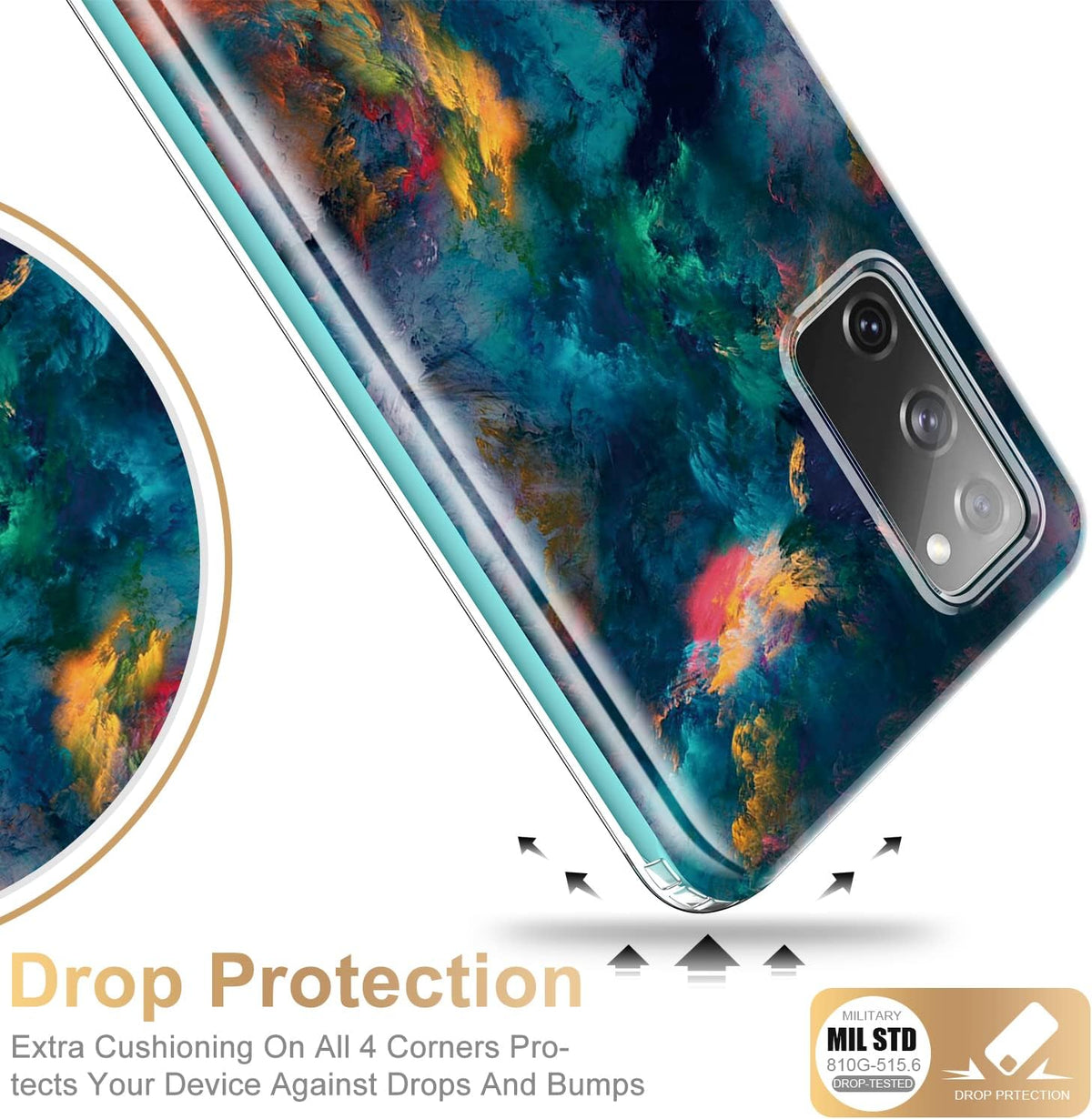 Esdot Compatible with Samsung Galaxy S20 FE Case, Built-in Screen Protector with Fashionable Designs for Women
