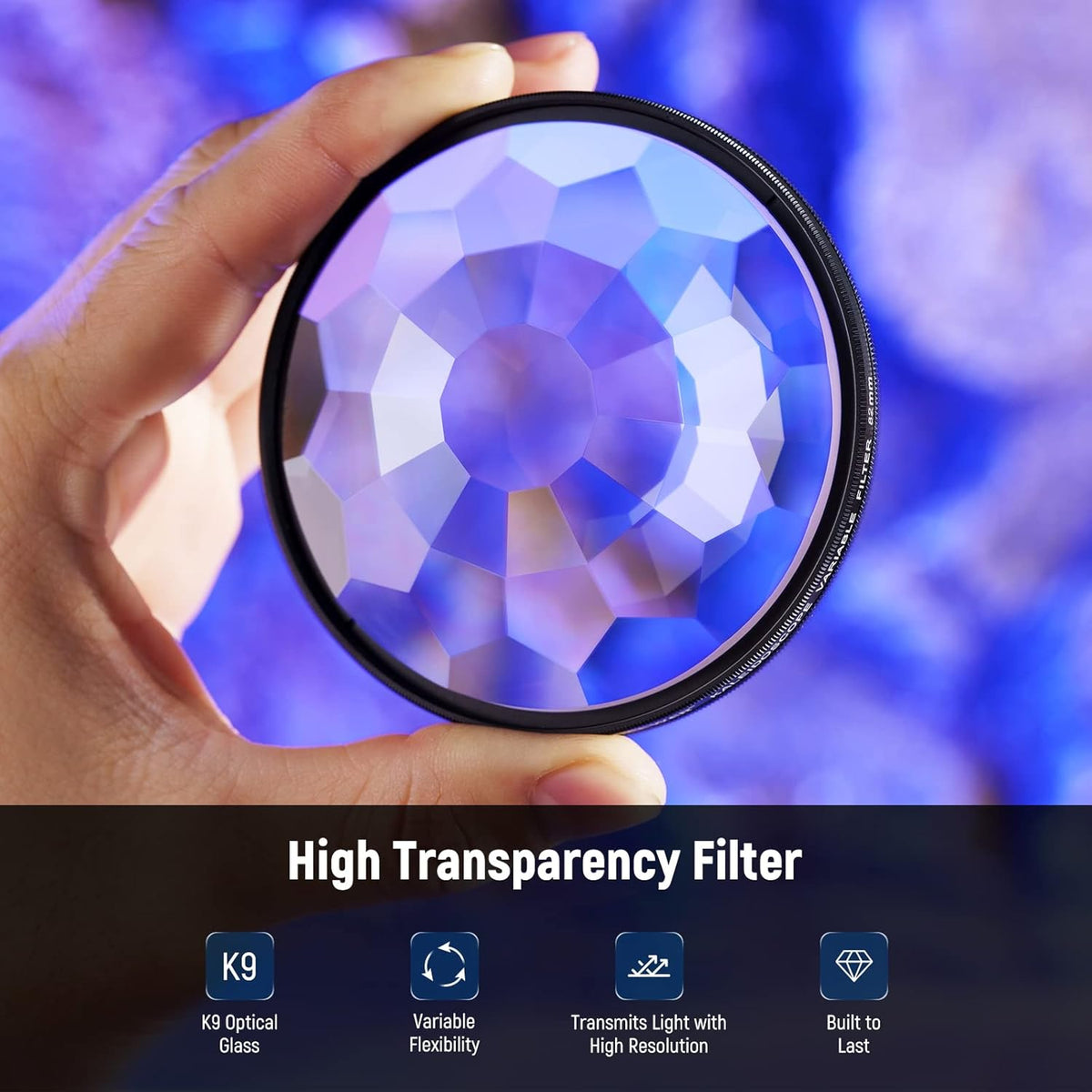 Neewer 82mm Kaleidoscope Prism Lens Filter, Photography Crystal Glass Effect Filter with Multi Refraction