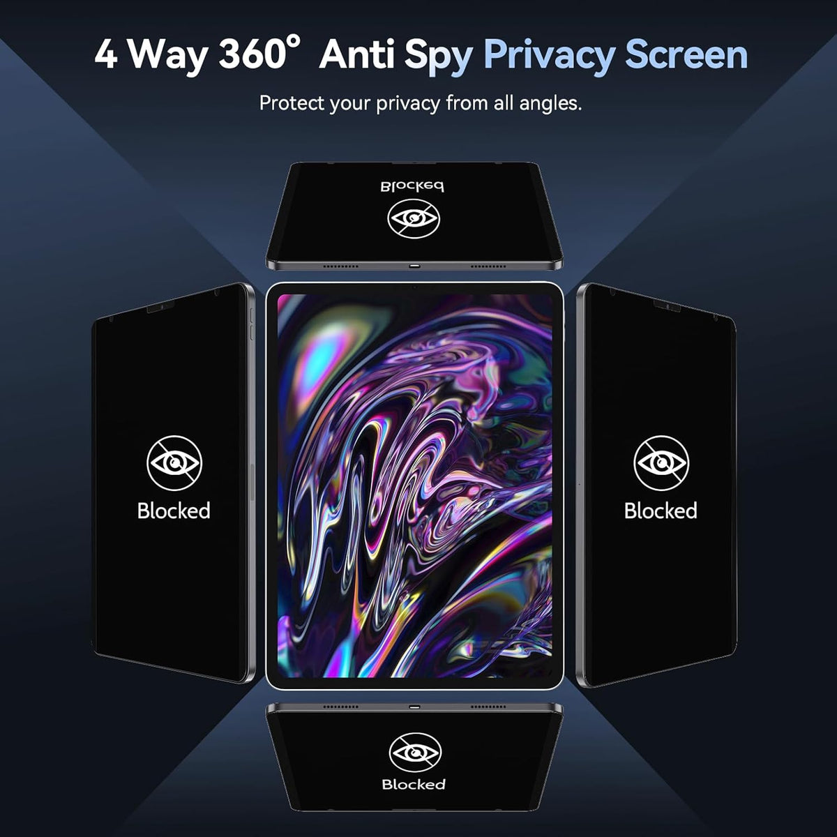 360° 4 Way Magnetic Privacy Filter for iPad Pro 11 inch (2022/2021/2020/2018), iPad Air 5th / ipad Air 4th Generation 10.9 inch, Removable Anti-Glare Blue Light Matte Privacy Screen Protector